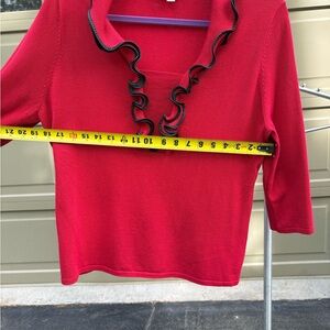 Red Ruffled Collar Top